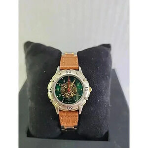 Womens LA Express Skeleton Gold Silver Tone Watch Leather Metal Band New Battery